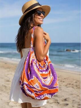 Echo Design Women's Tote Bag Orange Purple Swirl Pattern NWT
